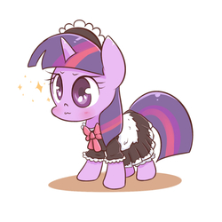 Size: 1200x1200 | Tagged: safe, artist:joycall6, twilight sparkle, g4, clothes, female, filly, maid, maidlight sparkle, solo