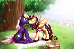 Size: 800x533 | Tagged: safe, artist:shinepawpony, oc, oc only, earth pony, pegasus, pony, picnic