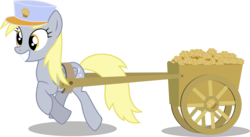 Size: 5998x3284 | Tagged: safe, artist:notlikelyanartist, derpy hooves, pegasus, pony, g4, cart, female, mare, muffin, simple background, solo, transparent background, vector