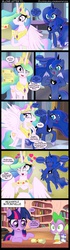 Size: 1000x3550 | Tagged: safe, artist:coltsteelstallion, princess celestia, princess luna, rarity, smarty pants, spike, twilight sparkle, pony, unicorn, comic:a love letter, g4, blushing, comic, eyes closed, female, happy, heart, letter, love letter, magic, male, oh crap, open mouth, ship:sparity, shipping, straight, this will end in tears, this will not end well, tower of pimps, uh oh, unicorn twilight