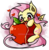 Size: 341x347 | Tagged: safe, artist:kikaru-studios, fluttershy, g4, apple, cute, fangs, female, flutterbat, heart, nom, shyabates, shyabetes, simple background, smiling, solo, species swap, that pony sure does love apples, transparent background