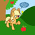 Size: 500x500 | Tagged: safe, artist:pembroke, applejack, g4, apple, betrayal, black eye, female, raised hoof, solo, tree