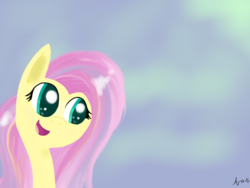 Size: 1024x768 | Tagged: safe, artist:a-happy-thought, fluttershy, g4, fangs, female, flutterbat, rainbow power, solo