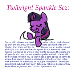 Size: 796x758 | Tagged: safe, twilight sparkle, g4, female, mouthpiece, satire, social justice warrior, solo, text