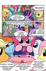 Size: 792x1224 | Tagged: safe, artist:donzatch, applejack, fluttershy, pinkie pie, rainbow dash, rarity, spike, twilight sparkle, alicorn, pony, comic:tale of twilight, g4, comic, female, letter, mane seven, mane six, mare, twilight sparkle (alicorn)