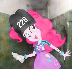 Size: 604x579 | Tagged: safe, pinkie pie, equestria girls, g4, /mlp/, 2ch, drugs, entrance, female, marijuana, photo, photoshop, russian, russian meme, solo, wat