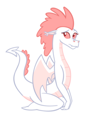 Size: 600x827 | Tagged: safe, artist:queencold, fizzle, dragon, g4, dragoness, fizzelle, frown, kneeling, looking away, nose wrinkle, rule 63, simple background, solo, teenaged dragon, transparent background