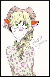 Size: 2152x3272 | Tagged: safe, artist:grocerystorephobic, applejack, human, g4, alternate hairstyle, eared humanization, female, high res, humanized, solo, traditional art
