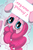 Size: 436x663 | Tagged: safe, pinkie pie, g4, magic, pinkie pie's sign, sign, smiling, upside down