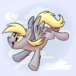 Size: 1050x1048 | Tagged: safe, artist:thedoggygal, derpy hooves, pegasus, pony, g4, female, flying, mare, solo