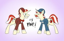 Size: 1087x700 | Tagged: safe, artist:metal-kitty, flam, flim, pony, unicorn, g4, blutarch mann, brothers, flim flam brothers, male, redmond mann, siblings, stallion, team fortress 2