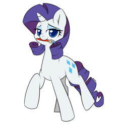 Size: 3000x3000 | Tagged: safe, artist:marble-soda, rarity, g4, bedroom eyes, female, high res, mouth hold, paintbrush, solo