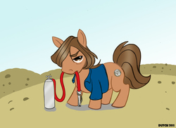 Size: 842x612 | Tagged: safe, artist:dutchmouse, earth pony, pony, 2011, anton chigurh, no country for old men, piston, piston pistol, ponified, solo