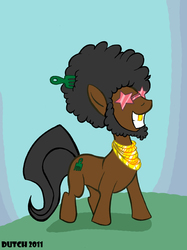 Size: 494x662 | Tagged: safe, artist:dutchmouse, 70's fashion, afro, bling, gold tooth, necklace, solo, sunglasses