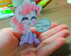 Size: 949x751 | Tagged: safe, artist:danadyu, pinkie pie, g4, jumped-out-pinkieanswers, paper child, traditional art