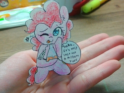 Size: 1024x768 | Tagged: safe, artist:danadyu, pinkie pie, g4, jumped-out-pinkieanswers, paper child, traditional art