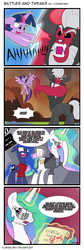 Size: 1150x3420 | Tagged: safe, artist:thebrokencog, lord tirek, princess celestia, princess luna, twilight sparkle, alicorn, pony, g4, twilight's kingdom, comic, director, female, mare, sissy slap fight, twilight sparkle (alicorn), twilight vs tirek