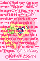 Size: 912x1371 | Tagged: safe, fluttershy, g4, anti-feminism, comic sans, drama, female, feminism, mouthpiece, solo