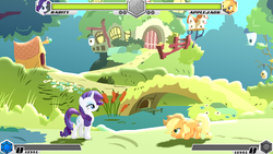 Size: 853x480 | Tagged: safe, artist:wishdream, applejack, rarity, fighting is magic, g4, april fools, harmony clash, wip