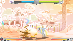 Size: 853x480 | Tagged: safe, artist:wishdream, derpy hooves, gilda, griffon, pegasus, pony, fighting is magic, g4, april fools, female, harmony clash, mare, wip