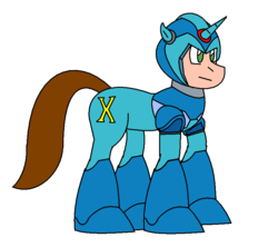 Size: 821x729 | Tagged: safe, artist:yagoshi, edit, pony, crossover, mega man (series), megapony, ponified, solo