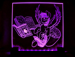 Size: 1200x900 | Tagged: safe, artist:ksander-zen, artist:yakovlev-vad, twilight sparkle, alicorn, pony, g4, book, craft, engraving, female, glowing, irl, led, mare, solo, spread wings, twilight sparkle (alicorn)