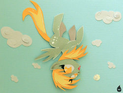 Size: 2345x1777 | Tagged: safe, artist:ladymonotone, derpy hooves, pegasus, pony, g4, craft, female, flying, irl, mare, papercraft, solo, upside down