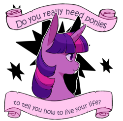 Size: 1214x1200 | Tagged: artist needed, safe, edit, twilight sparkle, g4, female, mouthpiece, old banner, solo