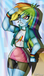 Size: 550x948 | Tagged: safe, artist:xjkenny, rainbow dash, equestria girls, g4, female, solo