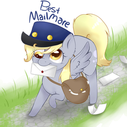 Size: 2000x2000 | Tagged: safe, artist:evehly, derpy hooves, pegasus, pony, g4, best pony, female, high res, mail, mailbag, mailmare, mare, solo