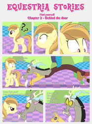 Size: 1800x2409 | Tagged: safe, artist:estories, discord, oc, oc:alice goldenfeather, draconequus, earth pony, pegasus, pony, comic:find yourself, g4, comic, tic tac toe