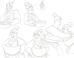 Size: 3267x2533 | Tagged: safe, artist:catstuxedo, applejack, rainbow dash, human, g4, applefat, chankonabe, fat, high res, humanized, monochrome, rainblob dash, sumo, sumo wrestler, topknot, weight gain