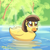 Size: 1280x1280 | Tagged: safe, artist:walliscolours, wild fire, duck, g4, blushing, cute, female, fluffy, sibsy, sibsy is a duck, smiling, solo, species swap, water