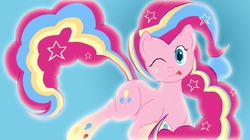 Size: 1920x1079 | Tagged: safe, artist:alixnight, pinkie pie, earth pony, pony, g4, female, rainbow power, solo, tongue out, wink