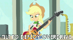 Size: 960x540 | Tagged: safe, edit, edited screencap, screencap, applejack, fluttershy, pinkie pie, rainbow dash, rarity, a case for the bass, equestria girls, g4, my little pony equestria girls: rainbow rocks, animated, bass guitar, caption, female, humane five, musical instrument, rock band, transformation sequence
