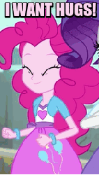 Size: 151x265 | Tagged: safe, edit, screencap, pinkie pie, a case for the bass, equestria girls, g4, my little pony equestria girls: rainbow rocks, animated, bronybait, cute, diapinkes, excited, female, image macro, meme, pink text