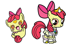 Size: 1024x671 | Tagged: safe, artist:omegaridersangou, apple bloom, g4, candy (pretty cure), ikue otani, precure, pretty cure, royal candy, smile precure, voice actor joke