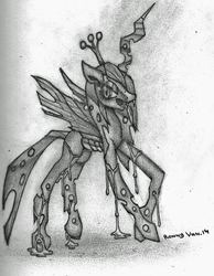 Size: 1125x1451 | Tagged: dead source, safe, artist:hexxyz, queen chrysalis, changeling, changeling queen, g4, female, solo