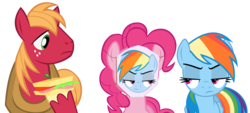 Size: 1945x881 | Tagged: safe, artist:flare-chaser, big macintosh, pinkie pie, rainbow dash, earth pony, pony, g4, male, mask, paper-thin disguise, sandvich, sandwich, simple background, spy, spy (tf2), stallion, team fortress 2, transparent background, vector