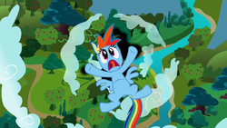 Size: 1280x720 | Tagged: safe, screencap, rainbow dash, g4, may the best pet win, acid trip, falling, female, flying, nightmare, solo