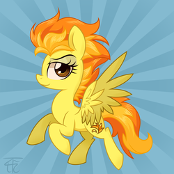 Size: 2000x2000 | Tagged: dead source, safe, artist:php92, spitfire, pegasus, pony, g4, female, high res, looking at you, side view, simple background, solo