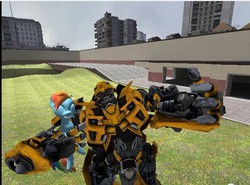 Size: 479x355 | Tagged: artist needed, safe, rainbow dash, g4, 3d, bumblebee (transformers), gm construct, gmod, transformers