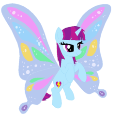 Size: 631x598 | Tagged: safe, artist:berrypunchrules, artist:selenaede, mystery mint, pony, unicorn, g4, background human, base used, butterfly wings, equestria girls ponified, glimmer wings, gossamer wings, pixel art, ponified, solo, wings