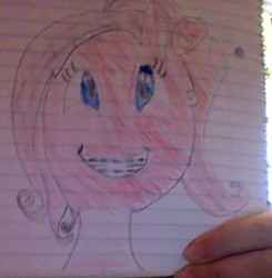 Size: 385x393 | Tagged: safe, artist:gracie_cleopatra, pinkie pie, g4, braces, female, lined paper, photo, quality, smiling, solo, traditional art