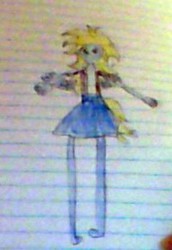 Size: 208x302 | Tagged: safe, artist:gracie_cleopatra, derpy hooves, anthro, equestria girls, g4, blurry, derp, female, lined paper, photo, smiling, solo, stylistic suck, traditional art