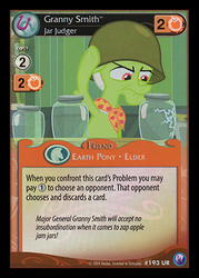 Size: 344x480 | Tagged: safe, enterplay, granny smith, canterlot nights, g4, my little pony collectible card game, ccg, helmet