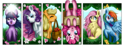 Size: 2070x792 | Tagged: safe, artist:lilmisswaffles, applejack, fluttershy, pinkie pie, rainbow dash, rarity, twilight sparkle, alicorn, pony, g4, female, mane six, mare, twilight sparkle (alicorn)