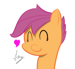 Size: 983x909 | Tagged: safe, artist:fm, edit, scootaloo, g4, cute, eyes closed, female, happy, heart, simple background, smiling, solo, transparent background