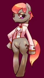 Size: 459x800 | Tagged: safe, artist:araraginatsuki, prim hemline, pony, semi-anthro, g4, my little pony: friendship is magic, rarity takes manehattan, arm hooves, bipedal, female, pixiv, solo