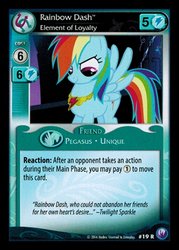 Size: 344x480 | Tagged: safe, rainbow dash, g4, canterlot nights, ccg, element of loyalty, enterplay, female, mlp trading card game, solo